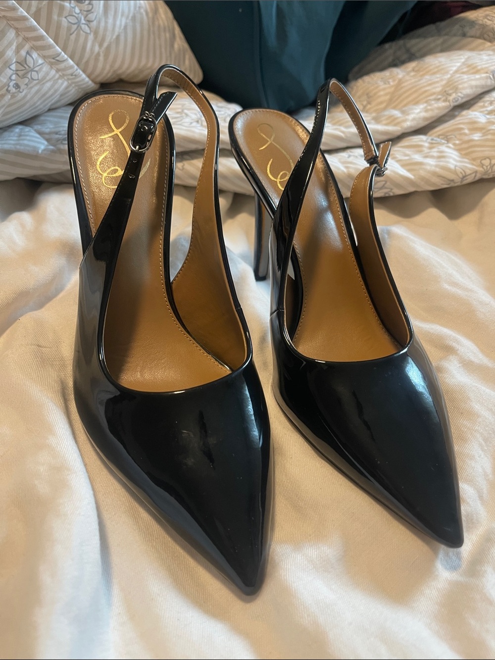Sam Edelman Slingback Pointed-Toe Patent Pumps - Black